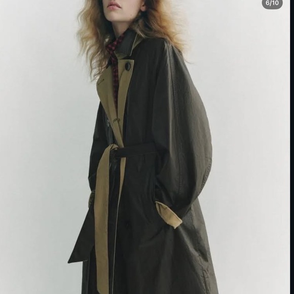 ZARA REVERSIBLE TRENCH COAT ZW COLLECTION BROWN ECRU NEW - Picture 3 of 11